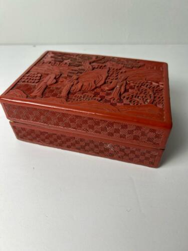 Chinese Hand-Carved Cinnabar Lacquer Box