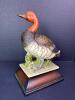 Hand-Painted Japanese Duck Figurine on Wood Base
