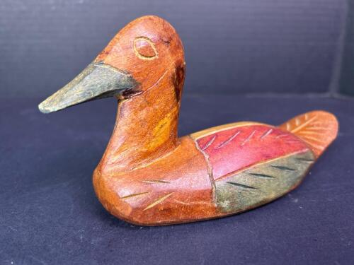 Hand-Carved Small Wooden Duck Figurine