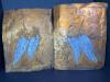 Two Hand-Embossed Copper Panels Featuring Cranes in A Marsh