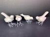Four Small Minimalist White Ceramic Bird Figurines