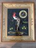 Framed Gemstone Art Rooster Jewel Wall Clock Quartz Movement Not Tested