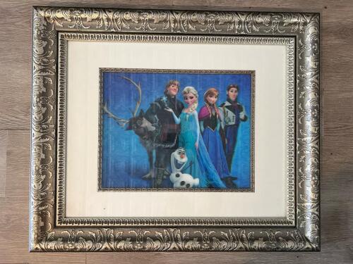 Framed Disney Frozen Holographic Print Featuring Elsa, Anna, Kristof 21&rdquo; x 25&rdquo;f, Olaf & More, Ornate