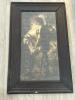 Antique 21&rdquo;x34&rdquo; Framed Sepia Knight Print with Dark Wood Beveled Frame