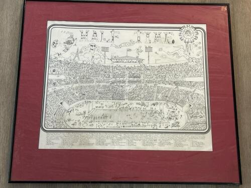24.5&rdquo;x28.5&rdquo; Framed "HALF TIME" Illustrated Stadium Crowd Poster, Signed
