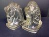 Pair Of Clear Glass Horse Head Bookends