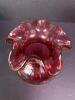 Small Fenton Cranberry Glass Vase With Ruffled Rim - 3