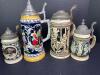 Four German Stoneware Beer Steins With Folk Art & Tavern Reliefs - 3