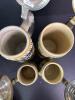 Four German Stoneware Beer Steins With Folk Art & Tavern Reliefs - 4