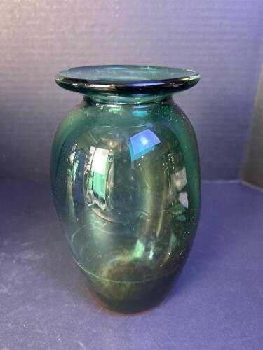 Emerald Green Signed Art Glass Vase
