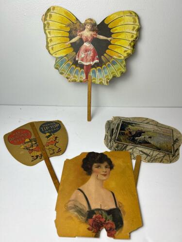 Vintage Advertising Hand Fans &ndash; Ward&rsquo;s Bread, Red Cross Coffee, Pagoda Tea