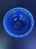 Small Blue Opalescent Glass Basketweave Lace Edge Bowl - 2