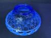 Small Blue Opalescent Glass Basketweave Lace Edge Bowl - 5