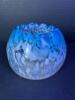 Small Hand-Blown Art Glass Bowl, Blue & White Speckled With Ruffled Rim - 3