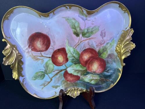 Lovely Hand-Painted Porcelain Northrop Gilded Tray