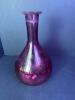 Cranberry Glass Decanter & Glass Set Faceted Crystal Stopper & Etched Fern Design - 3