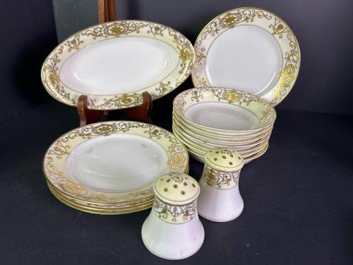 Noritake Japan Gold Gilted Plates, Bowl, & Shakers