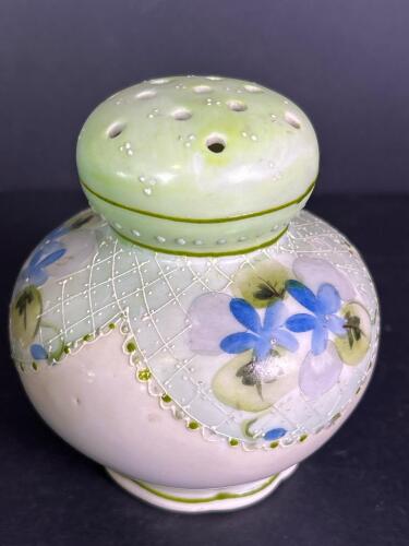 Hand-Painted Japanese Blue Floral Porcelain Salt Shaker