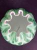 Small Itlaian Murano Green Satin Glass Rose Bowl Vase With Diamond Optic Pattern - 2