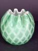 Small Itlaian Murano Green Satin Glass Rose Bowl Vase With Diamond Optic Pattern - 3
