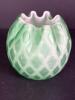 Small Itlaian Murano Green Satin Glass Rose Bowl Vase With Diamond Optic Pattern - 4