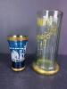 Small Carnival Glass Bicentennial Toothpick Holder & Gilt Tumblers - 8