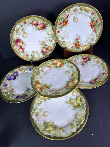 Imperial Crown China Austrian Hand-Painted Fruit & Floral Plates