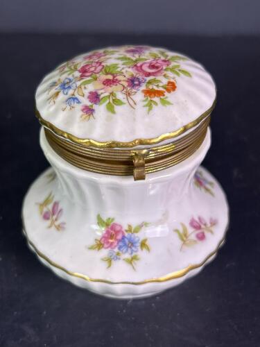 Vintage Limoges Porcelain Trinket Box - Hand-Painted Floral Design
