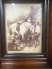 Pair Deep Wooden Framed Sepia Toned Prints Children with Cats & Woman on Horseback 6 x 5 - 3