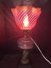 Lovely Cherub Table Lamp With Pink White Ruffled Swirl Shade - 2