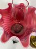 Lovely Cherub Table Lamp With Pink White Ruffled Swirl Shade - 3