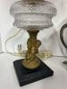 Lovely Cherub Table Lamp With Pink White Ruffled Swirl Shade - 4