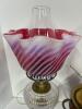 Lovely Cherub Table Lamp With Pink White Ruffled Swirl Shade - 5