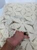 Hand Crocheted Scalloped Edge Cotton Lace Throw Blanket 48"x 59" - 3