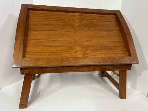 Folding Wooden Lap Desk Bed Tray Adjustable Top Brass Accents