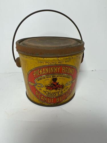 Vintage F.M. Hoyt & Co. Amesbury MA Pickaninny Brand Peanut Butter Tin Pail