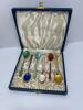 Danish Sterling Guilloche Enamel Demitasse Spoons Set