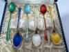 Danish Sterling Guilloche Enamel Demitasse Spoons Set - 2