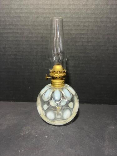Dot Opalescent Glass Miniature Oil Lamp Acorn Burner