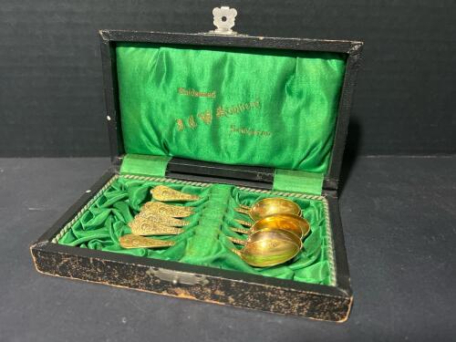 Vintage J.G.V. Kolberg Demitasse Spoon Set with Cherub Motif