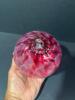 Hand-Blown Marbled Pink Glass Ornament Ball - 3
