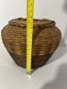 Large Woven Braided Handled Basket Natural and Green Stripe Pattern - 6