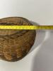 Large Woven Braided Handled Basket Natural and Green Stripe Pattern - 7