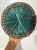 Large Woven Braided Handled Basket Natural and Green Stripe Pattern - 8