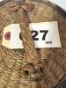 Large Woven Braided Handled Basket Natural and Green Stripe Pattern - 9