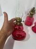 Cranberry Glass Miniature Boudoir Oil Lamps - 2