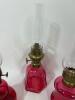 Cranberry Glass Miniature Boudoir Oil Lamps - 4