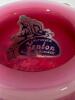 Signed Fenton Cranberry Opalescent Hobnail Fairy Lamp And Pair Chamber Candle Holders - 3