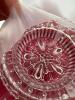 Signed Fenton Cranberry Opalescent Hobnail Fairy Lamp And Pair Chamber Candle Holders - 6