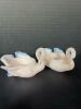Pair Of Imperial Glass Opalescent Swan Trinket Dishes